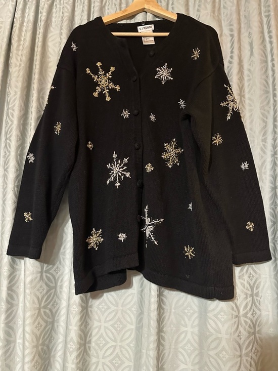 Victoria Jones Woman Sweaters - VTG Victoria Jones Woman 1X Holiday Christmas Sweater Beaded Embroidered Pearls